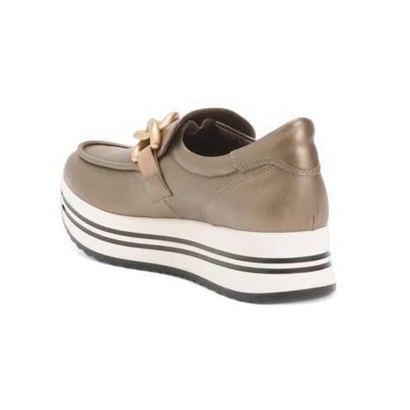 NEROGIARDINI Bronze Made In Italy Leather Chain Platform Slip On Shoes - Picture 2 of 2